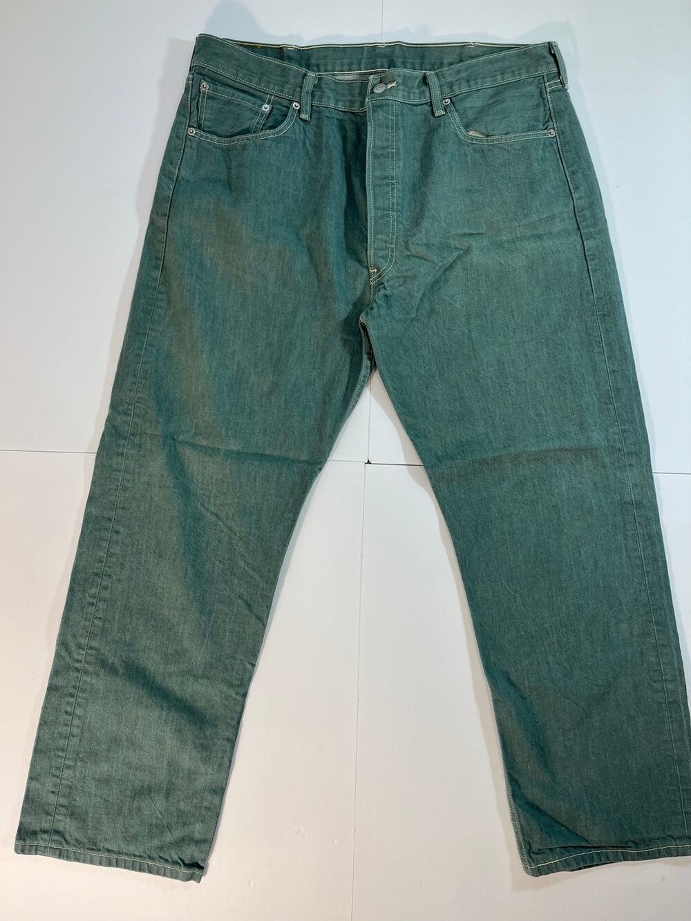 Levi’s 501 XX Jeans Mens 40x32 Green Straight Leg Button Fly 100% Cotton Denim